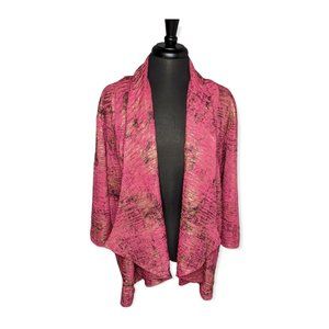 Peck & Peck Pink & Metallic Open Front Cardigan Size XLarge